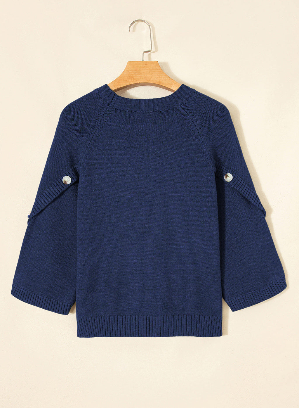 Womens Sweaters 3/4 Button Sleeve Crewneck Pullover Sweater Tops