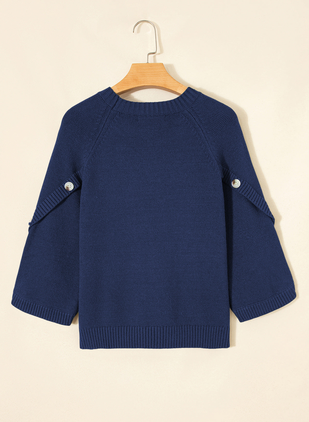 Womens Sweaters 3/4 Button Sleeve Crewneck Pullover Sweater Tops
