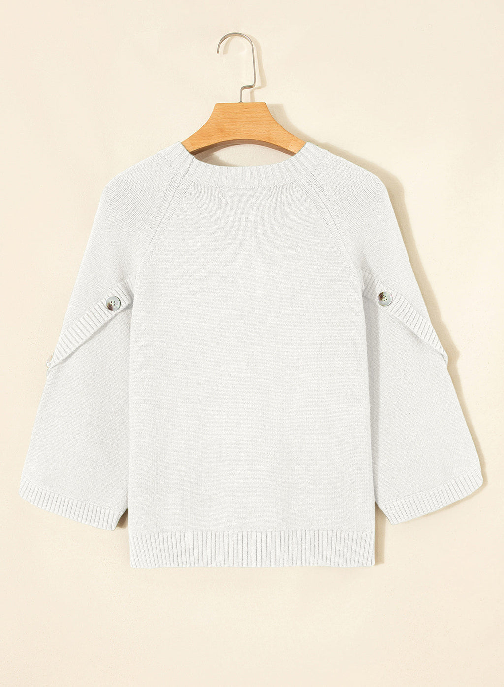 Womens Sweaters 3/4 Button Sleeve Crewneck Pullover Sweater Tops