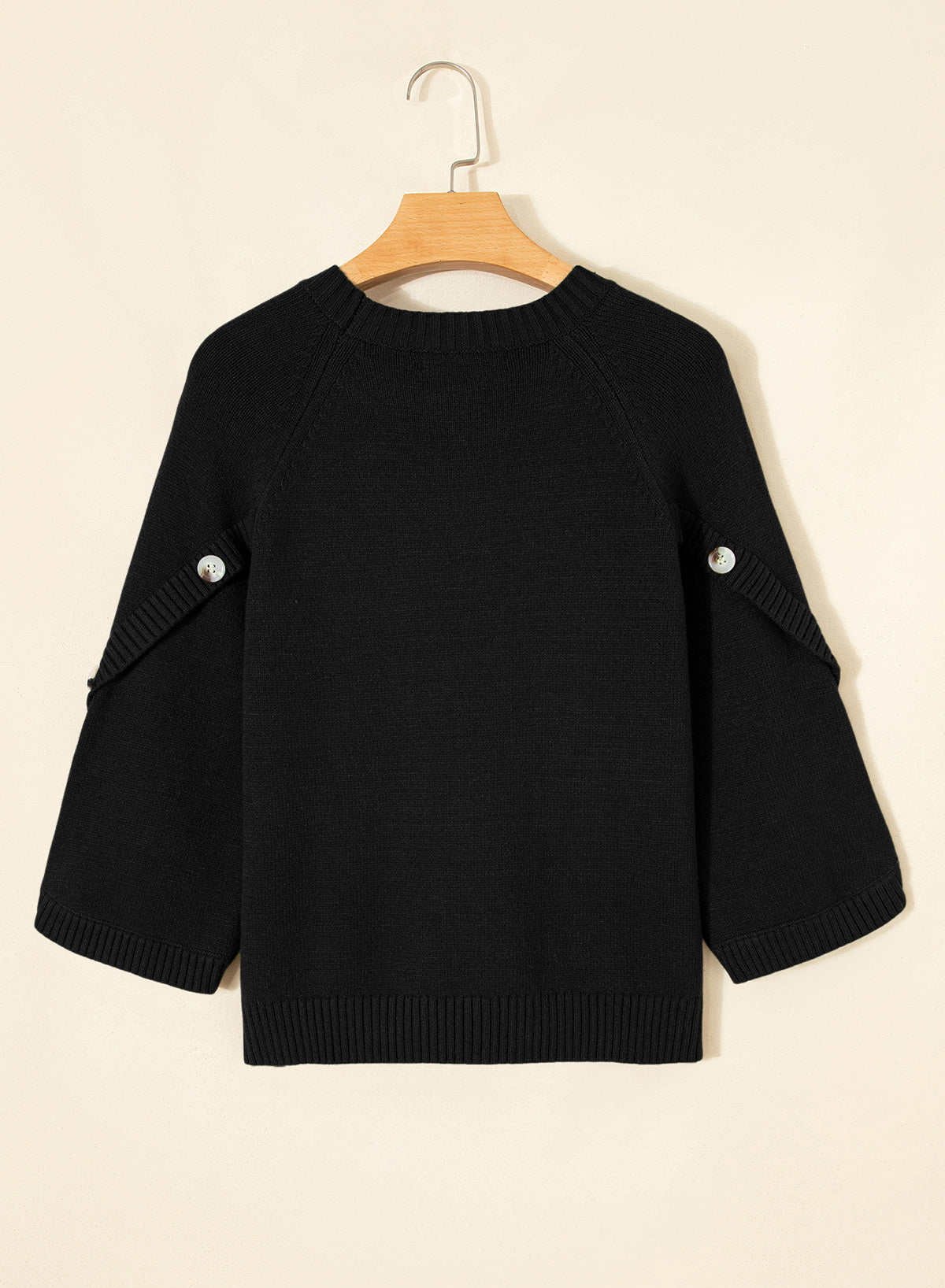 Womens Sweaters 3/4 Button Sleeve Crewneck Pullover Sweater Tops