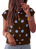 Relaxed Polka Dot Print Decorated Button Sweater Vest