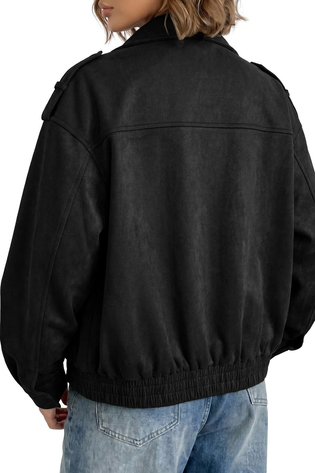 Dokotoo Womens Casual Cropped Bomber Jackets Trendy Solid Zip Up Coats