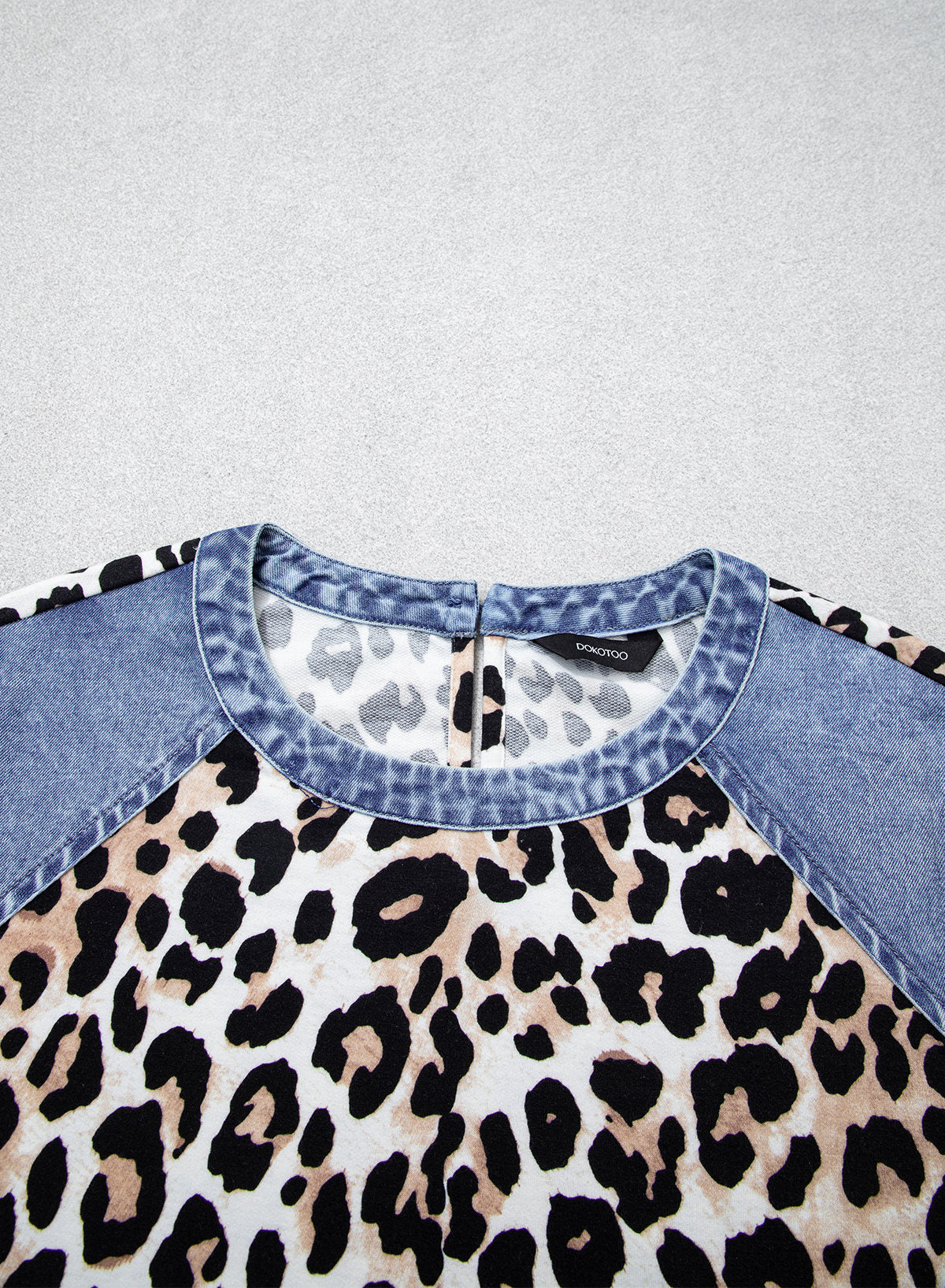 Women's Patchwork Patch Round Neck Long Sleeve Casual Loose T-Shirt