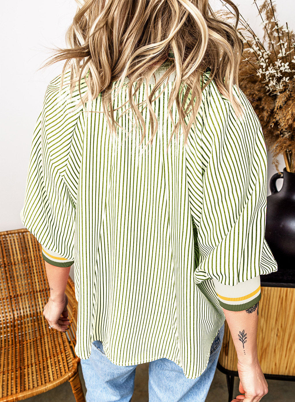 Dokotoo Women's 3/4 Sleeve Tops Striped Half Zip 2026 Fall Shirts Blouses