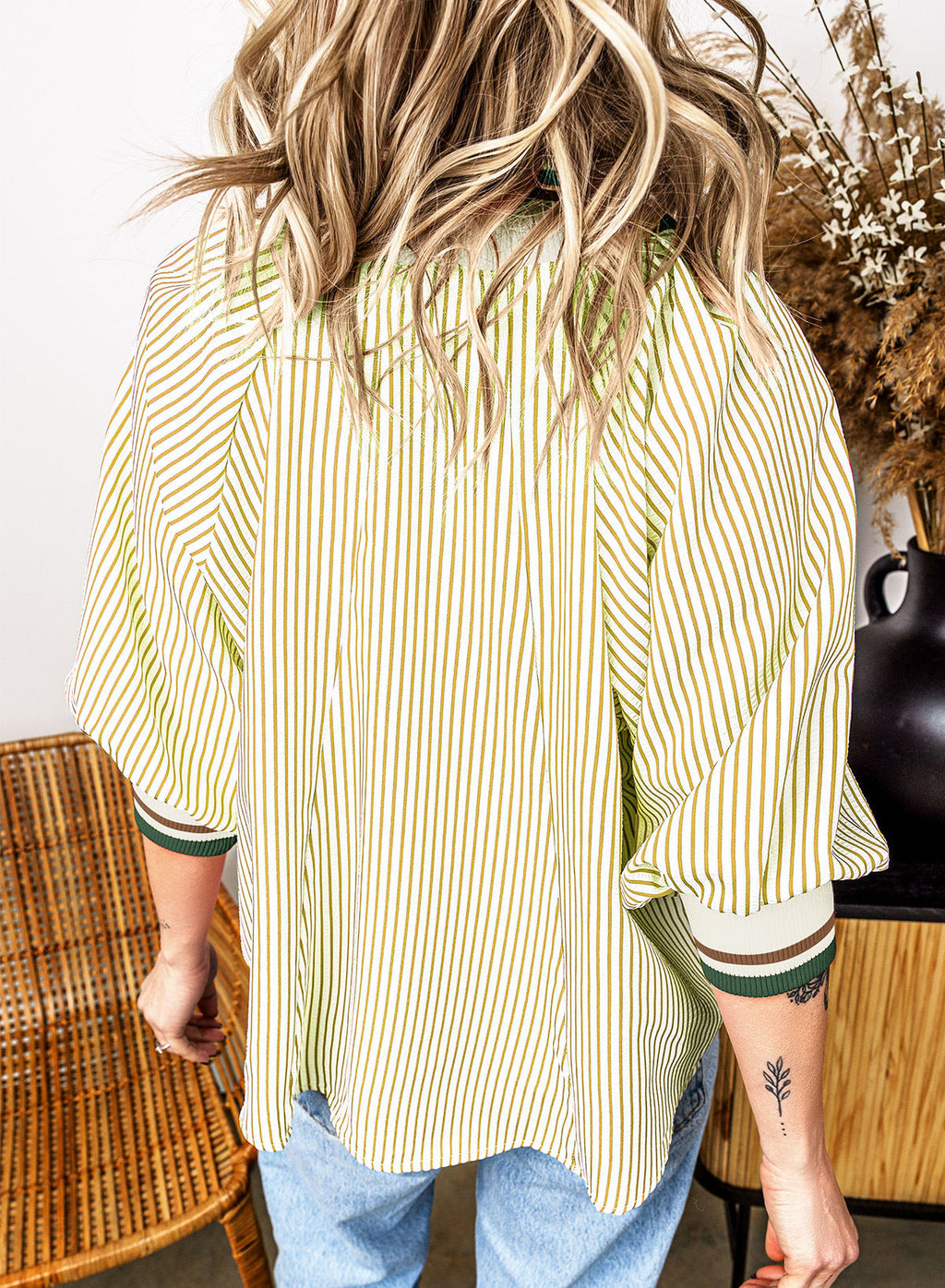 Dokotoo Women's 3/4 Sleeve Tops Striped Half Zip 2026 Fall Shirts Blouses