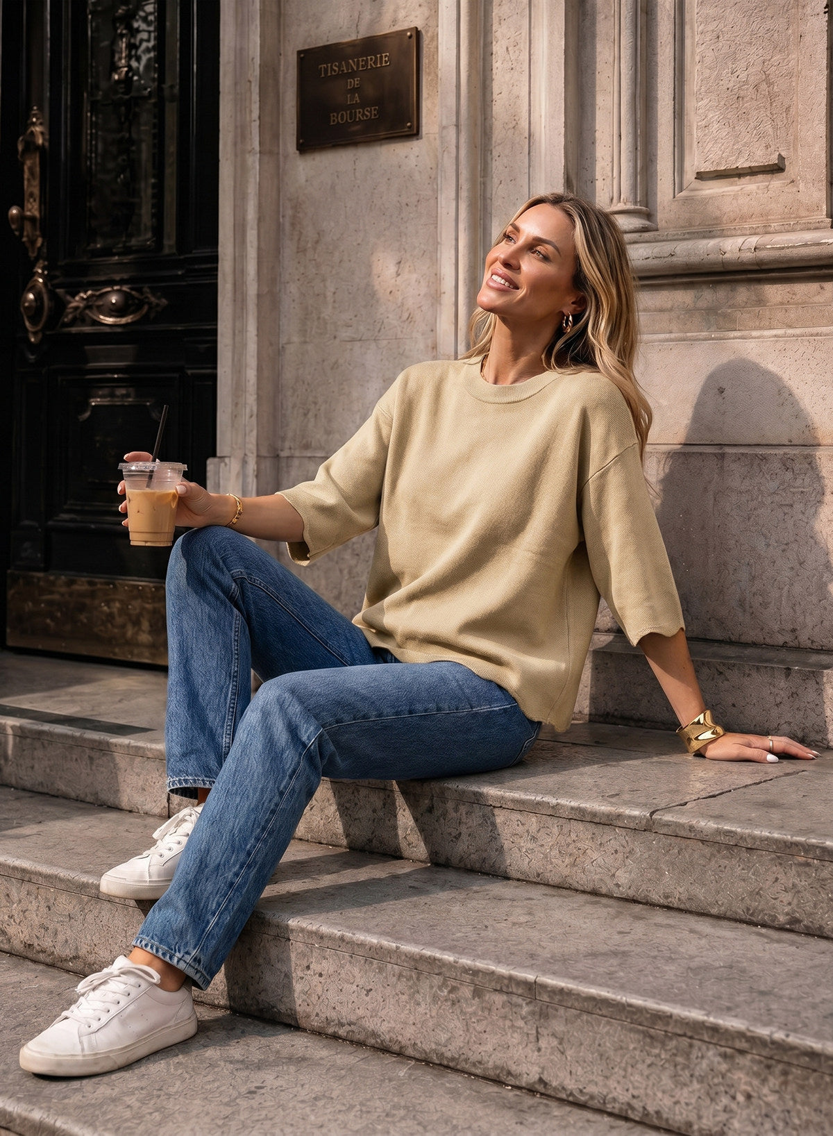 Sweaters for Women 3/4 Sleeve Scalloped Hem Top