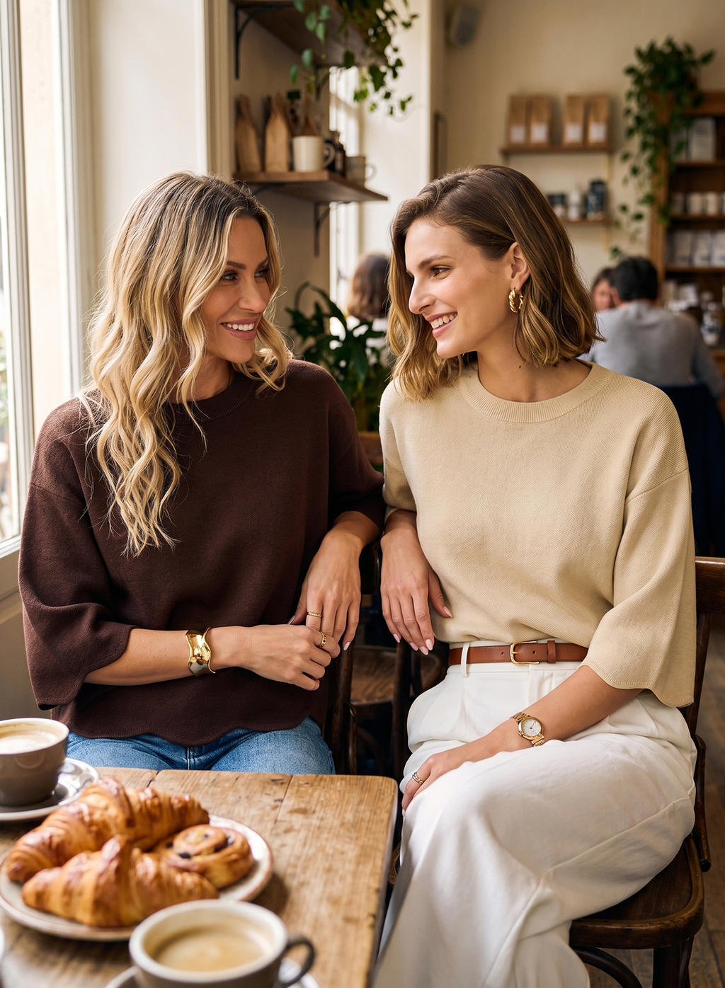 Sweaters for Women 3/4 Sleeve Scalloped Hem Top