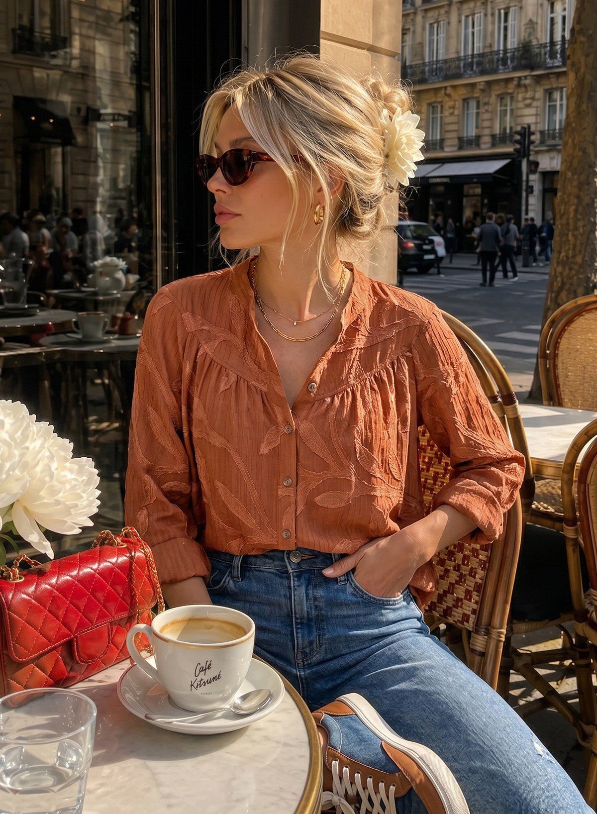 Womens Tops Casual Crewneck Boho Floral Button Down Shirts