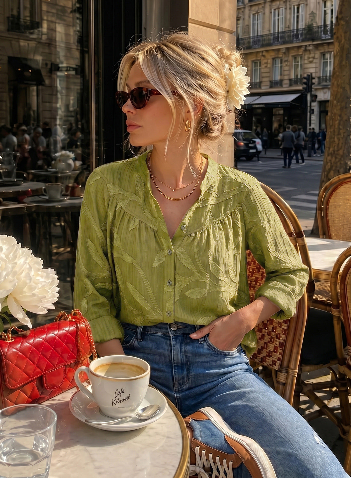 Womens Tops Casual Crewneck Boho Floral Button Down Shirts