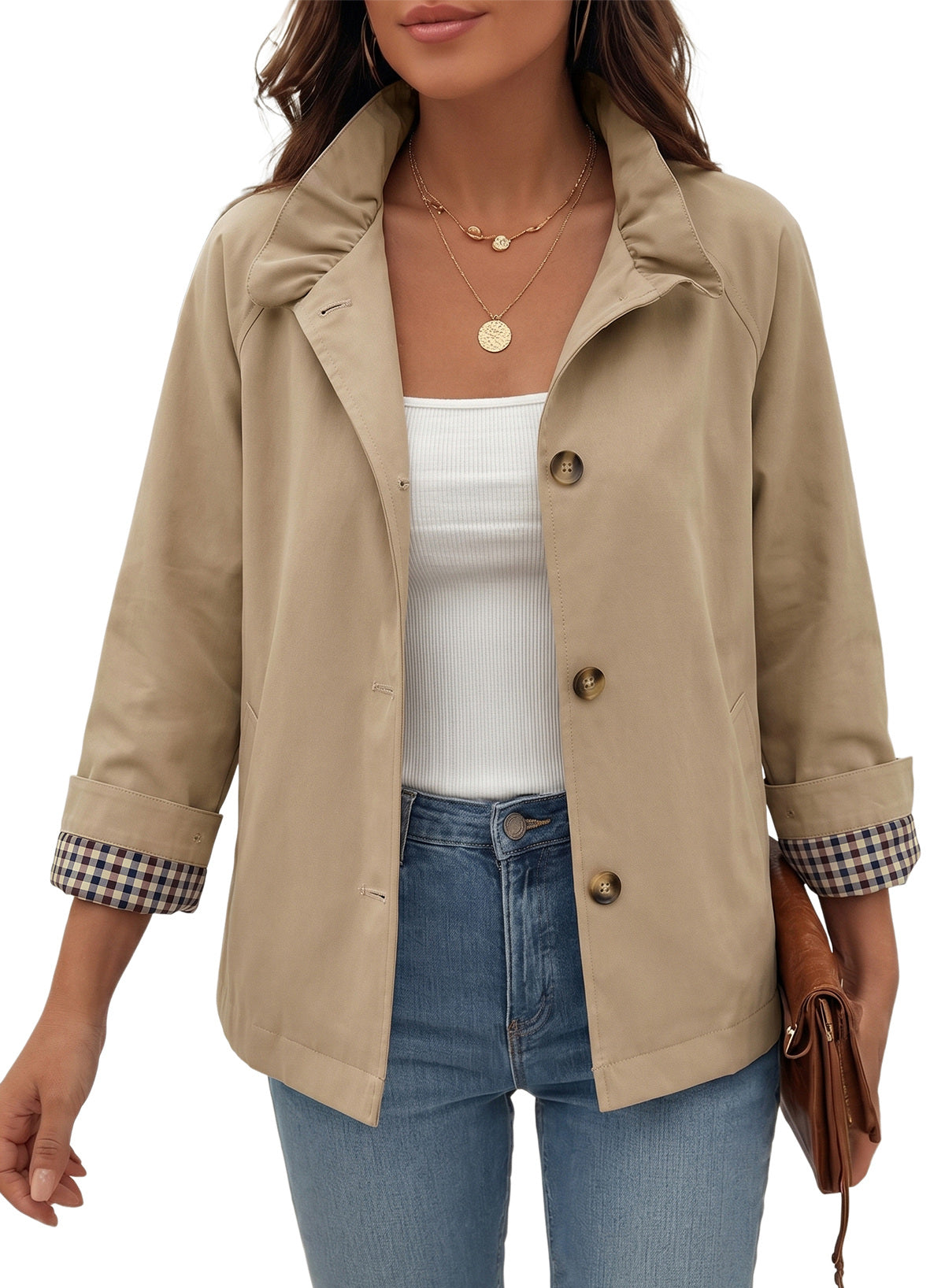 Dokotoo Womens Trench Coat Lightweight Single Breasted Jacket Outerwear