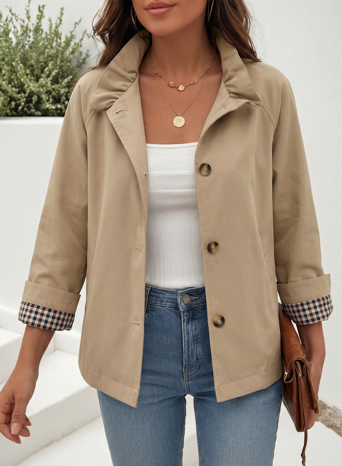 Dokotoo Womens Trench Coat Lightweight Single Breasted Jacket Outerwear