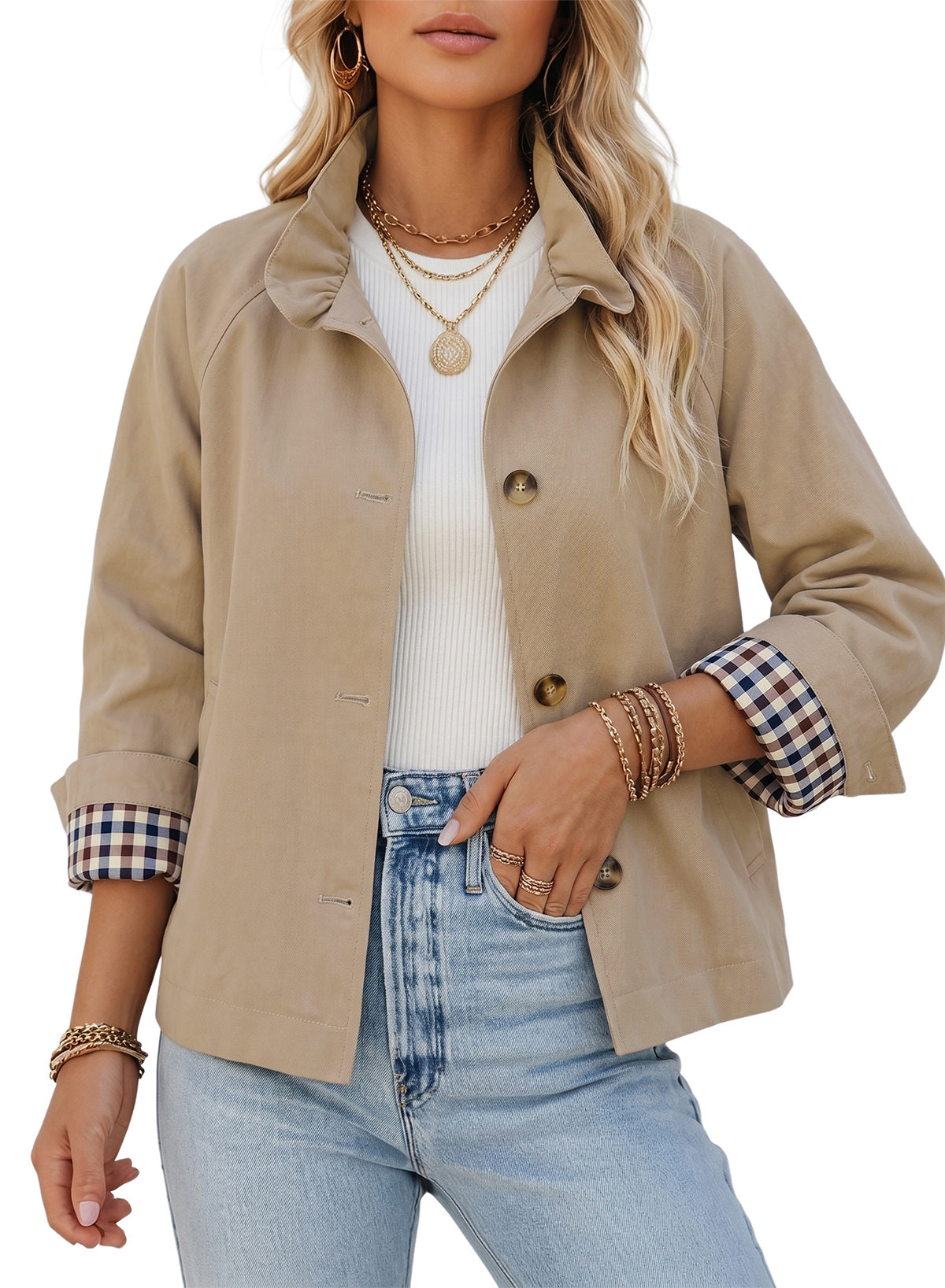 Dokotoo Womens Trench Coat Lightweight Single Breasted Jacket Outerwear