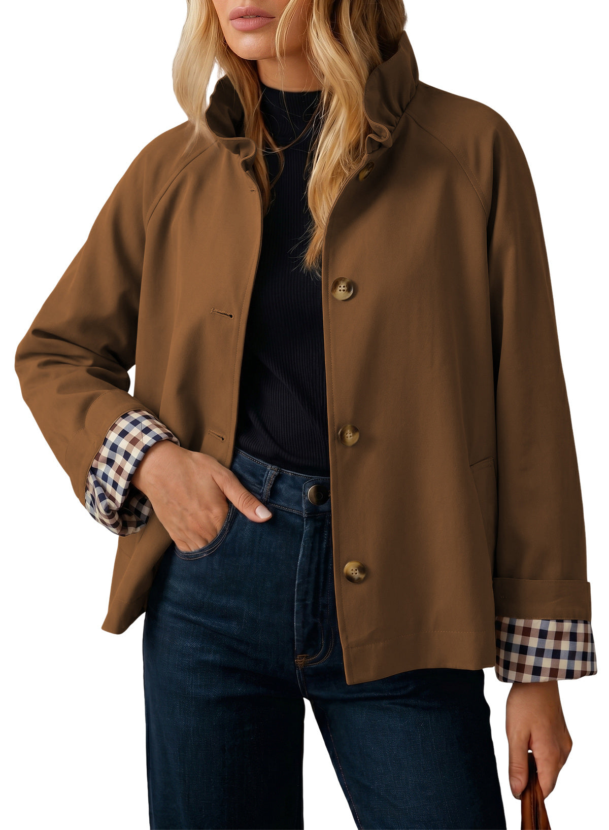 Dokotoo Womens Trench Coat Lightweight Single Breasted Jacket Outerwear