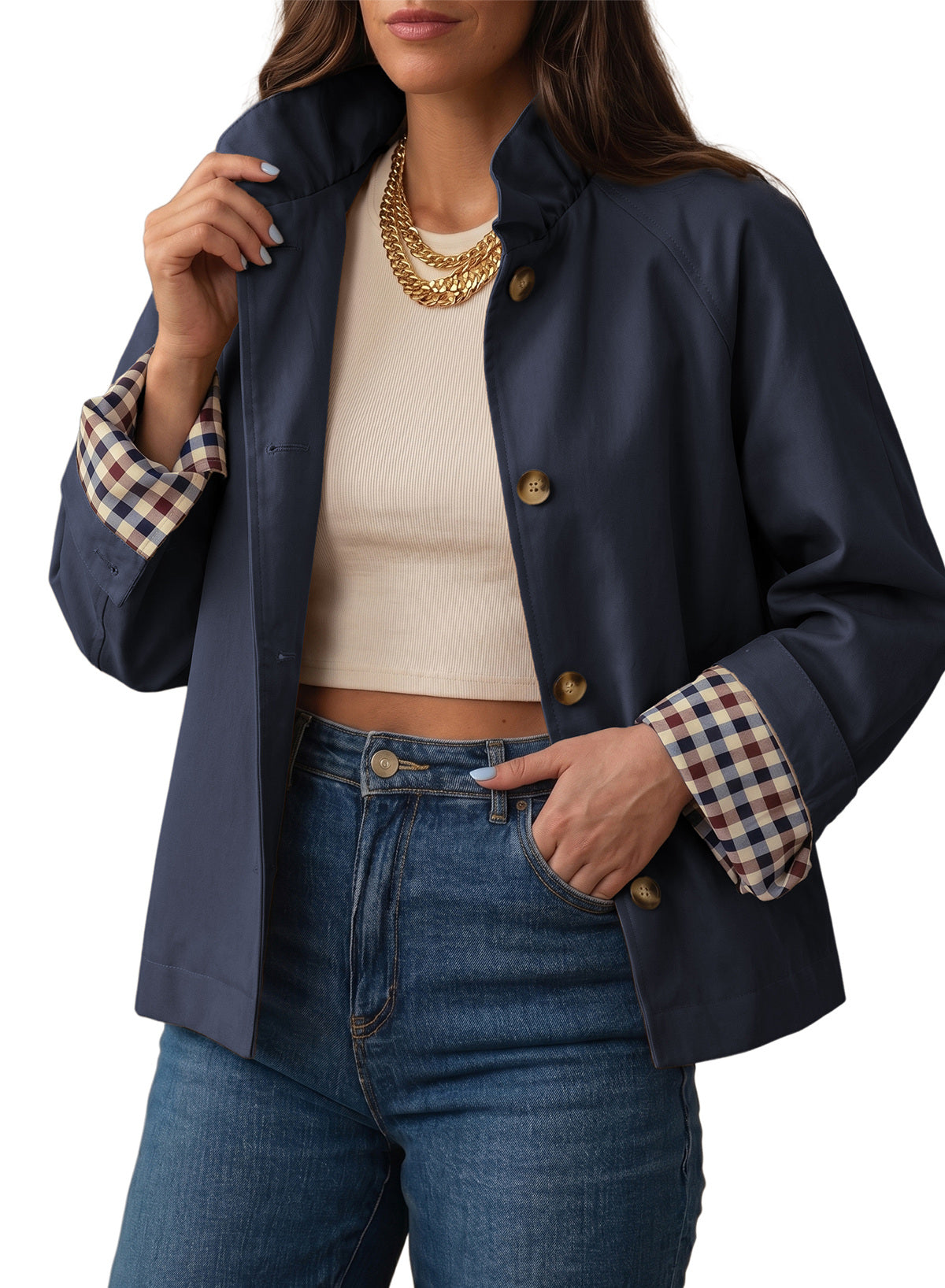 Dokotoo Womens Trench Coat Lightweight Single Breasted Jacket Outerwear