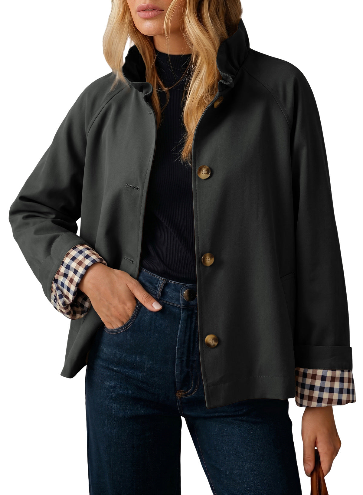 Dokotoo Womens Trench Coat Lightweight Single Breasted Jacket Outerwear