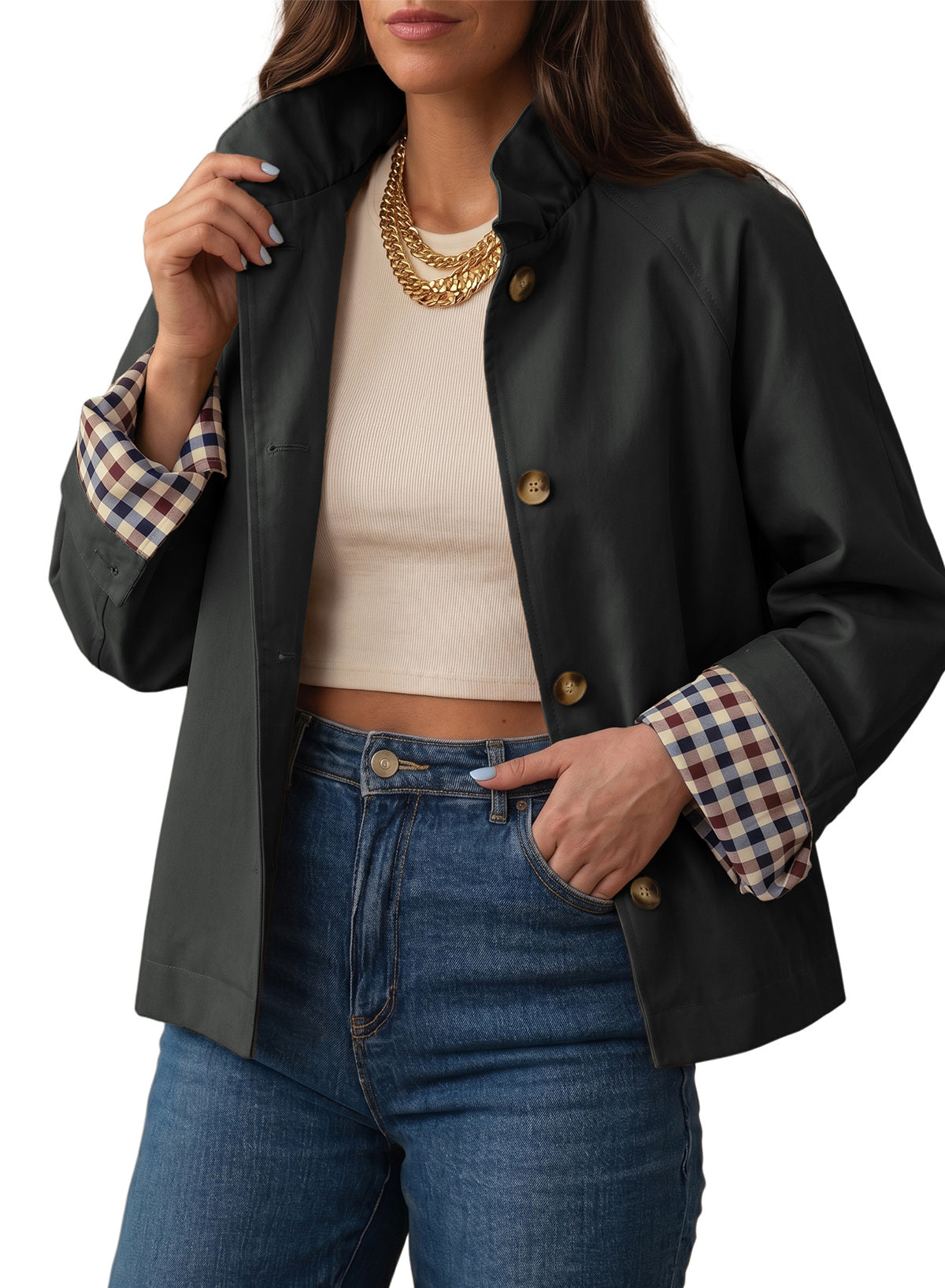 Dokotoo Womens Trench Coat Lightweight Single Breasted Jacket Outerwear