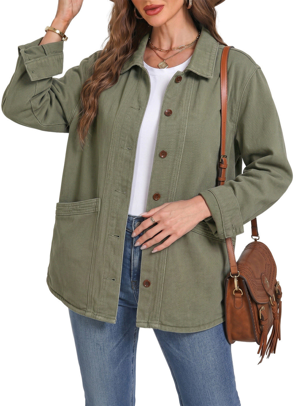 Dokotoo Womens Jean Jacket Denim Oversized Button Down Denim Jackets Coat