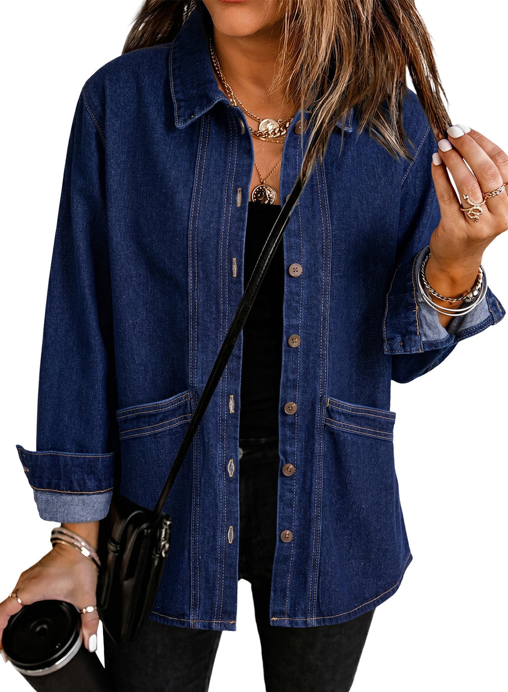 Dokotoo Womens Jean Jacket Denim Oversized Button Down Denim Jackets Coat