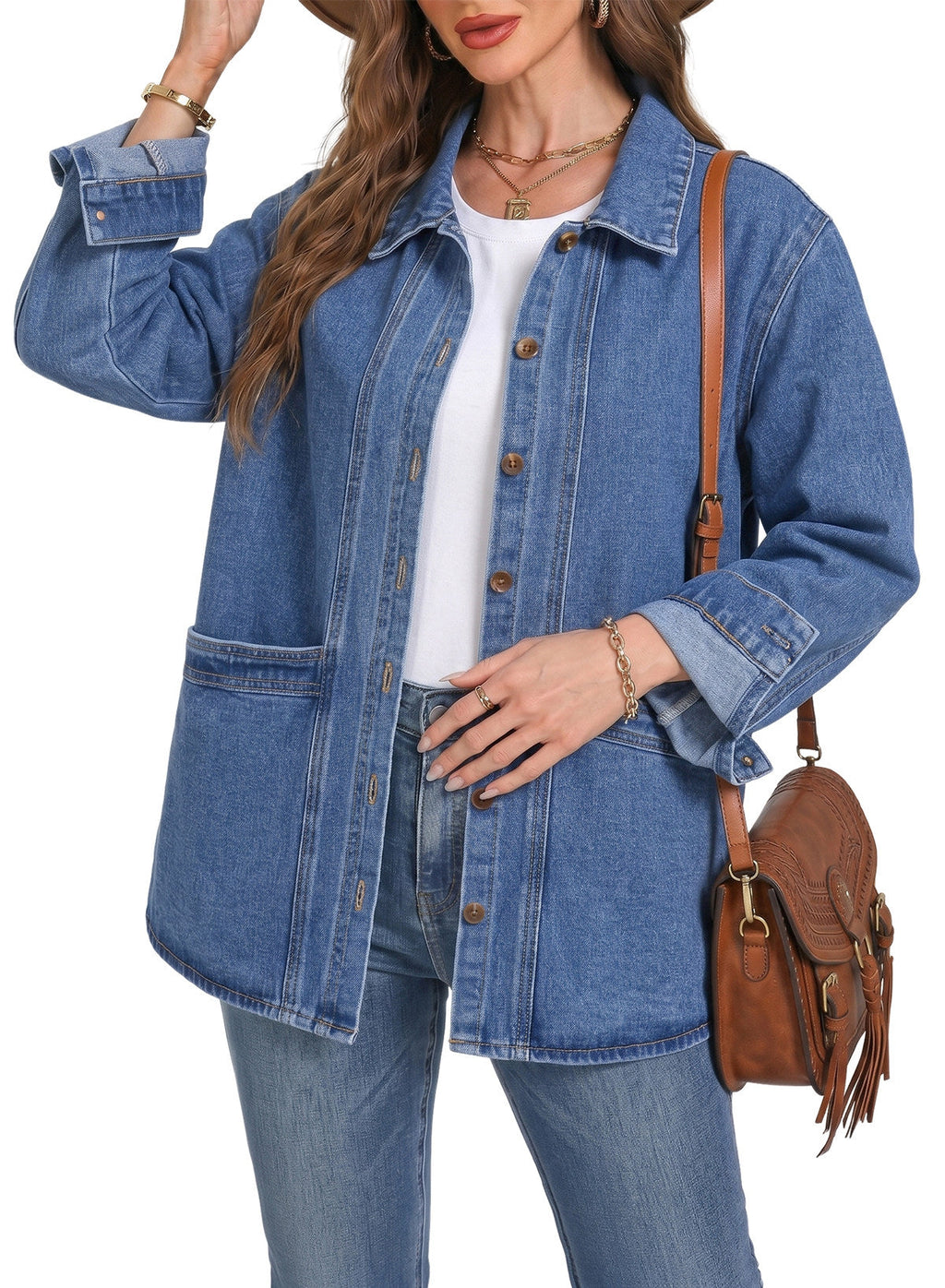 Dokotoo Womens Jean Jacket Denim Oversized Button Down Denim Jackets Coat