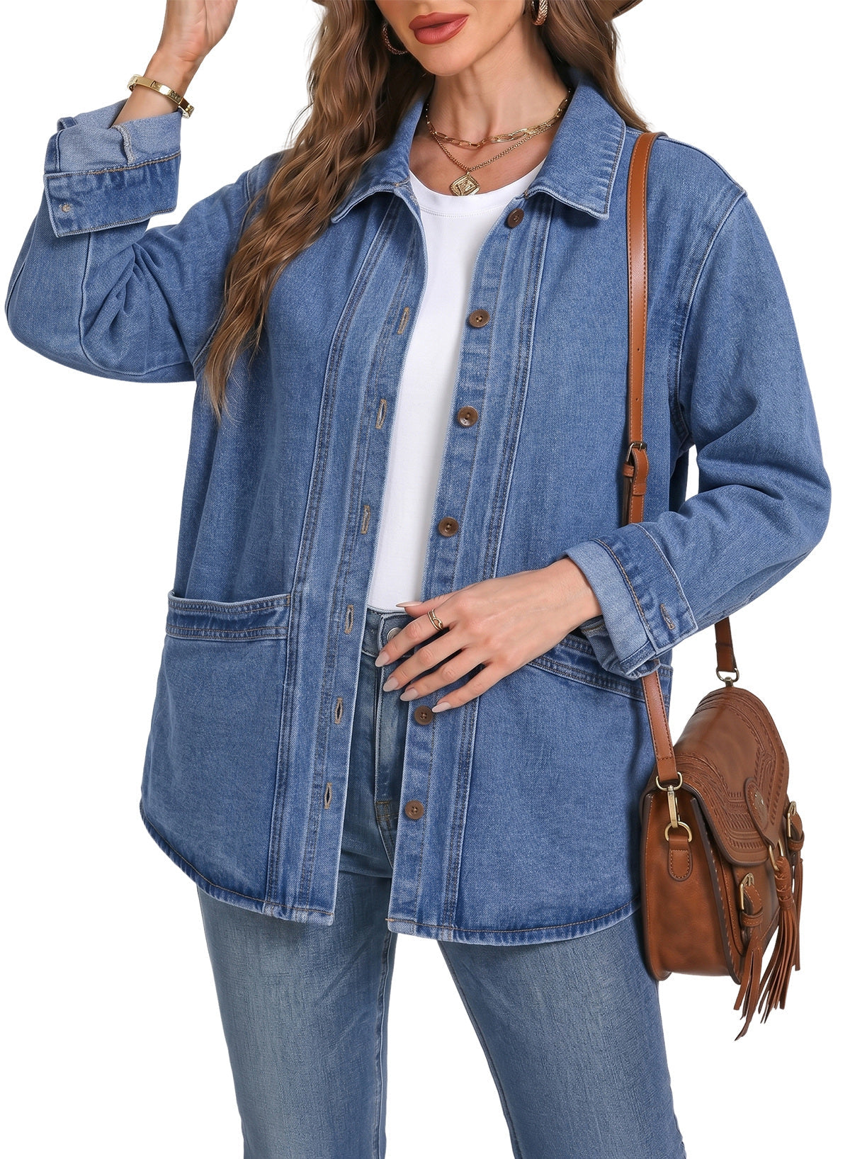 Dokotoo Womens Jean Jacket Denim Oversized Button Down Denim Jackets Coat