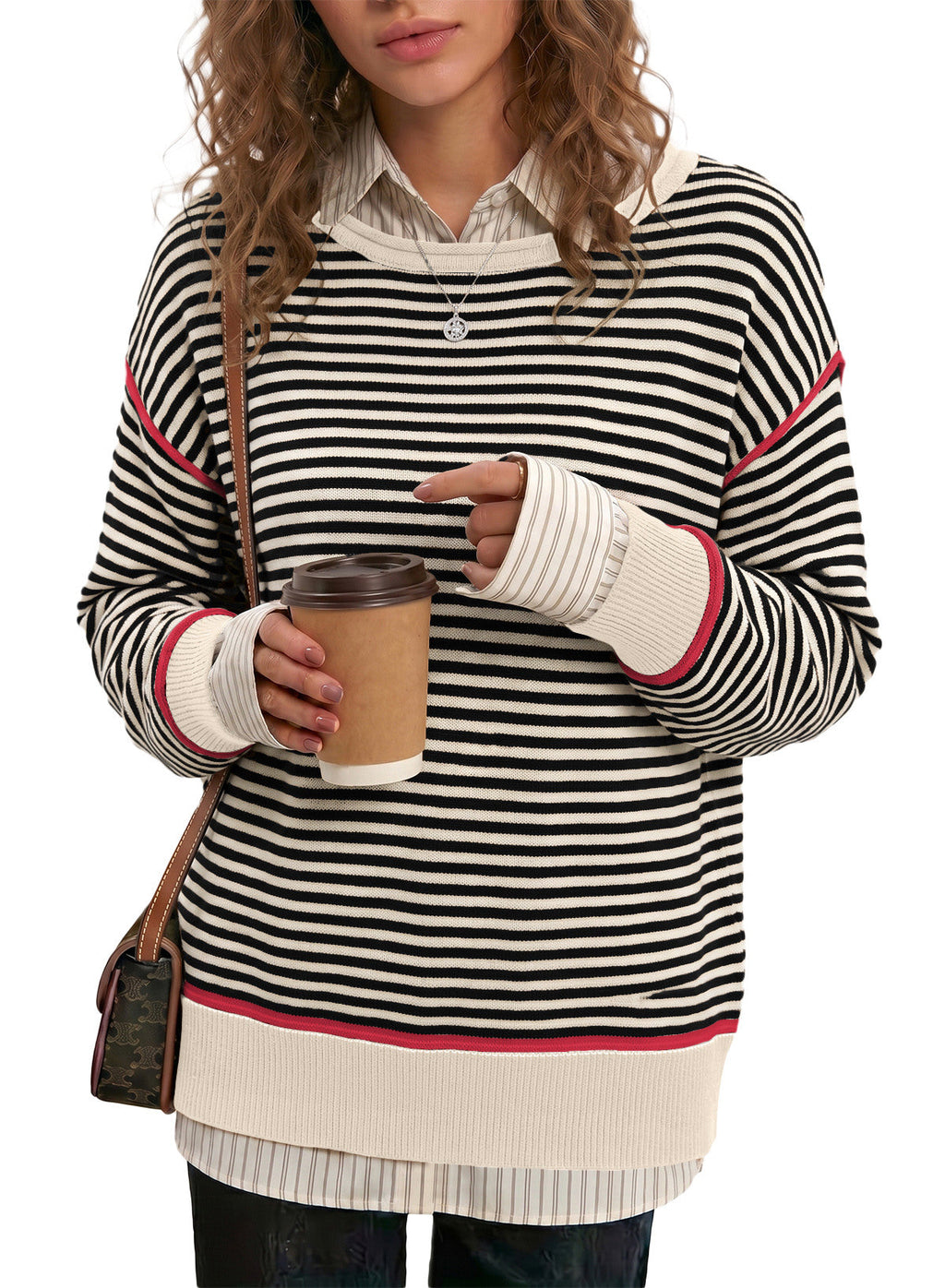 Striped color-blocked sweater