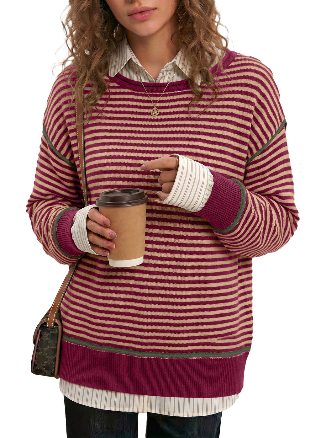 Striped color-blocked sweater