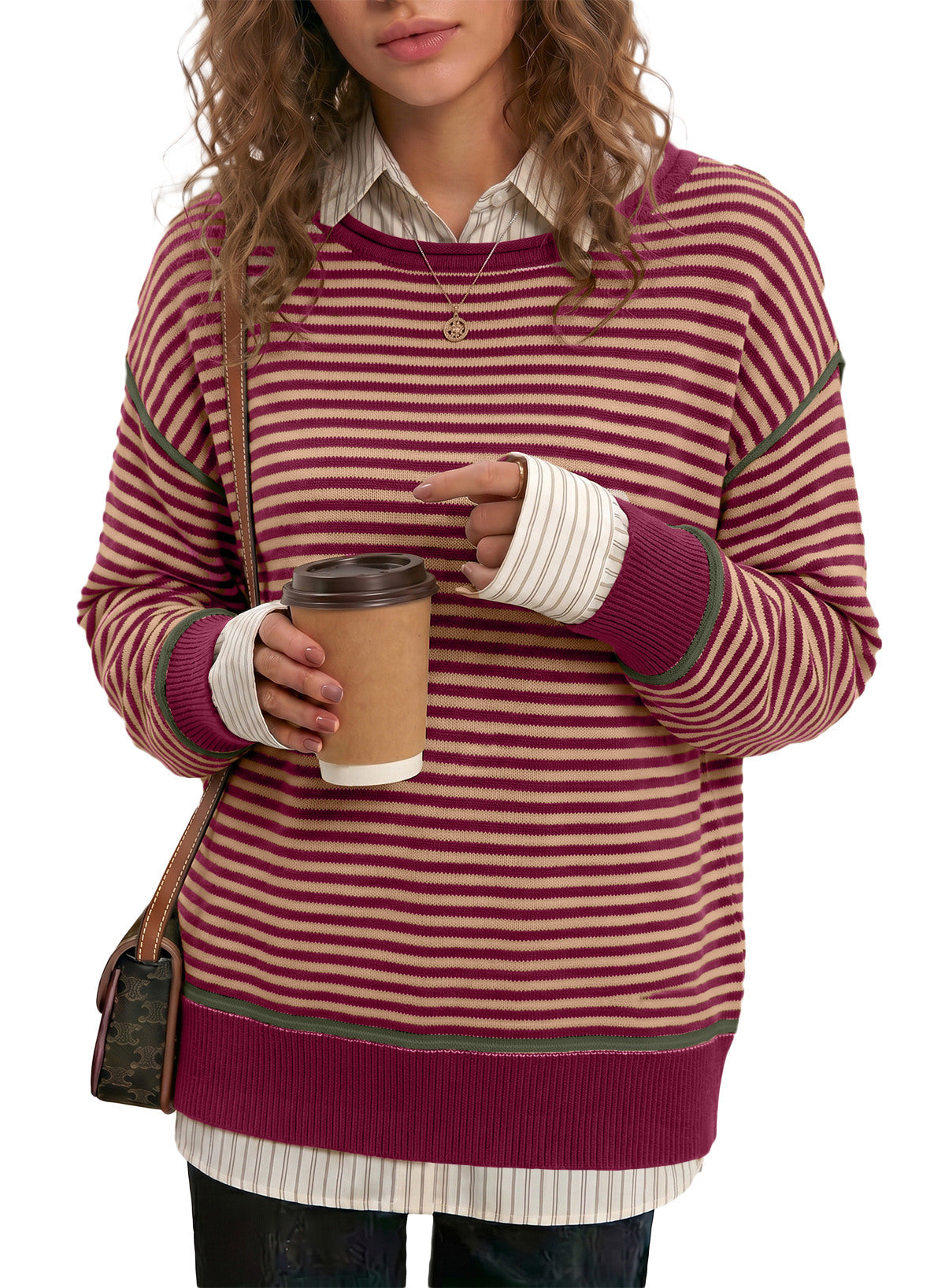 Striped color-blocked sweater