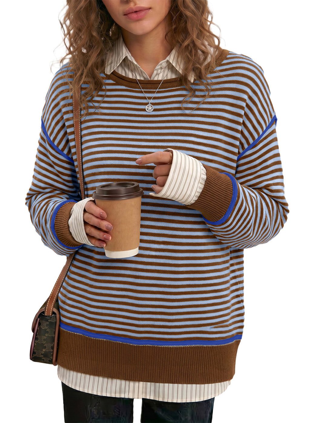 Striped color-blocked sweater