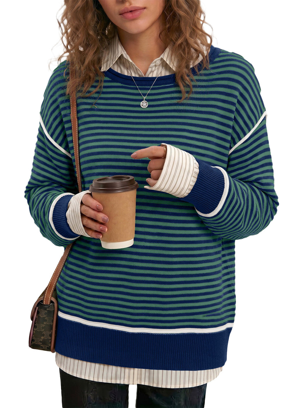 Striped color-blocked sweater