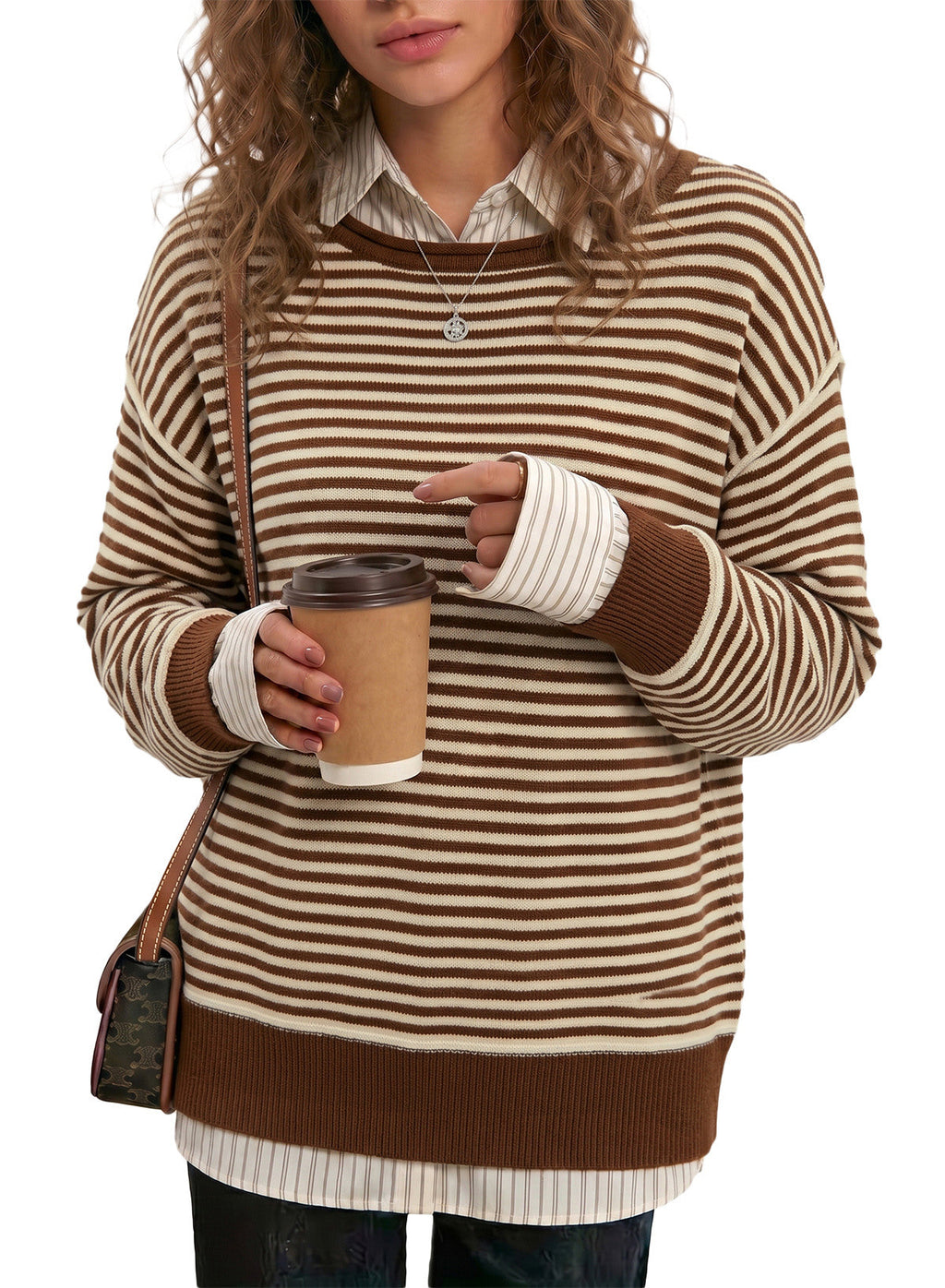 Striped color-blocked sweater