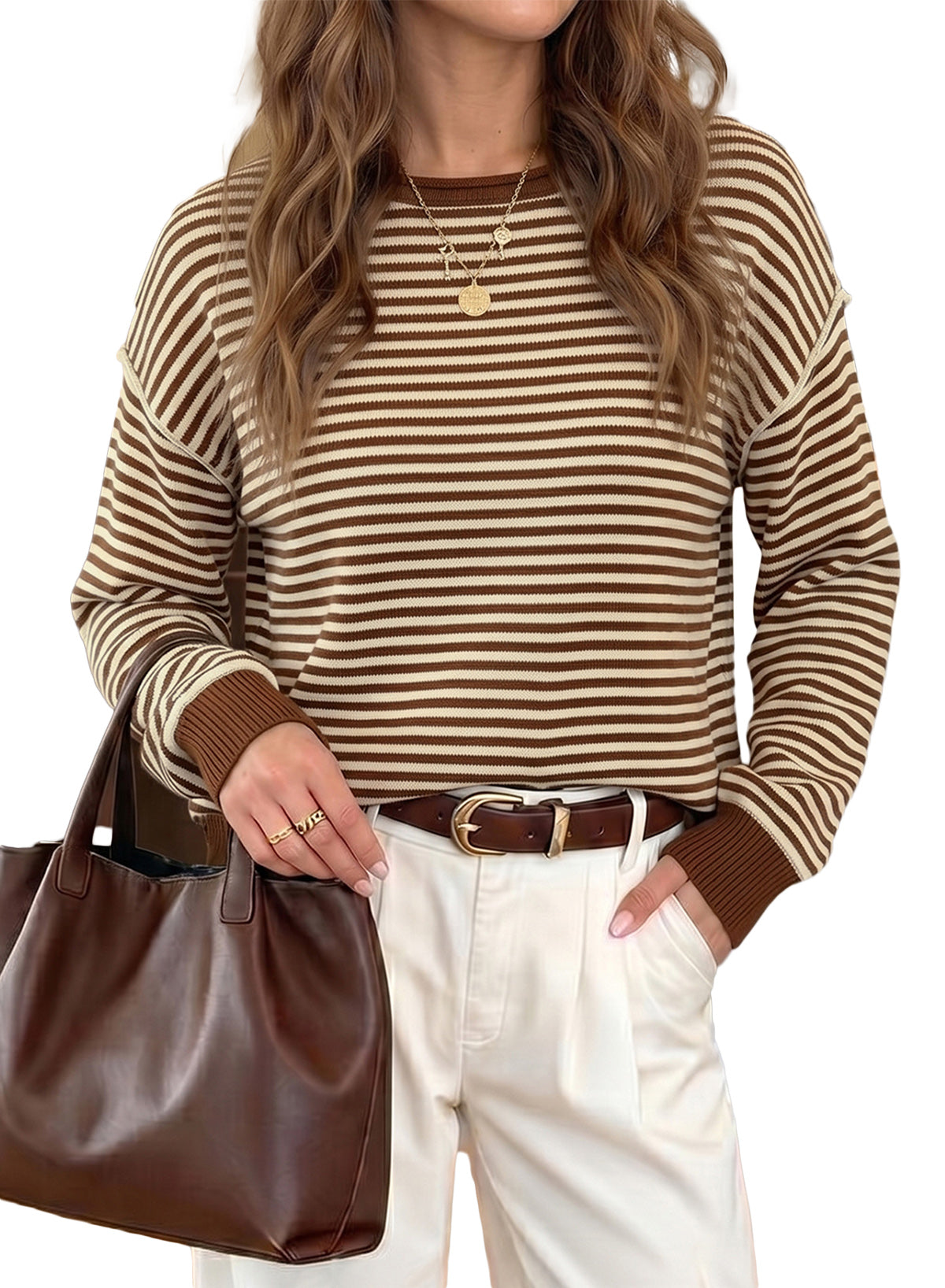 Striped color-blocked sweater