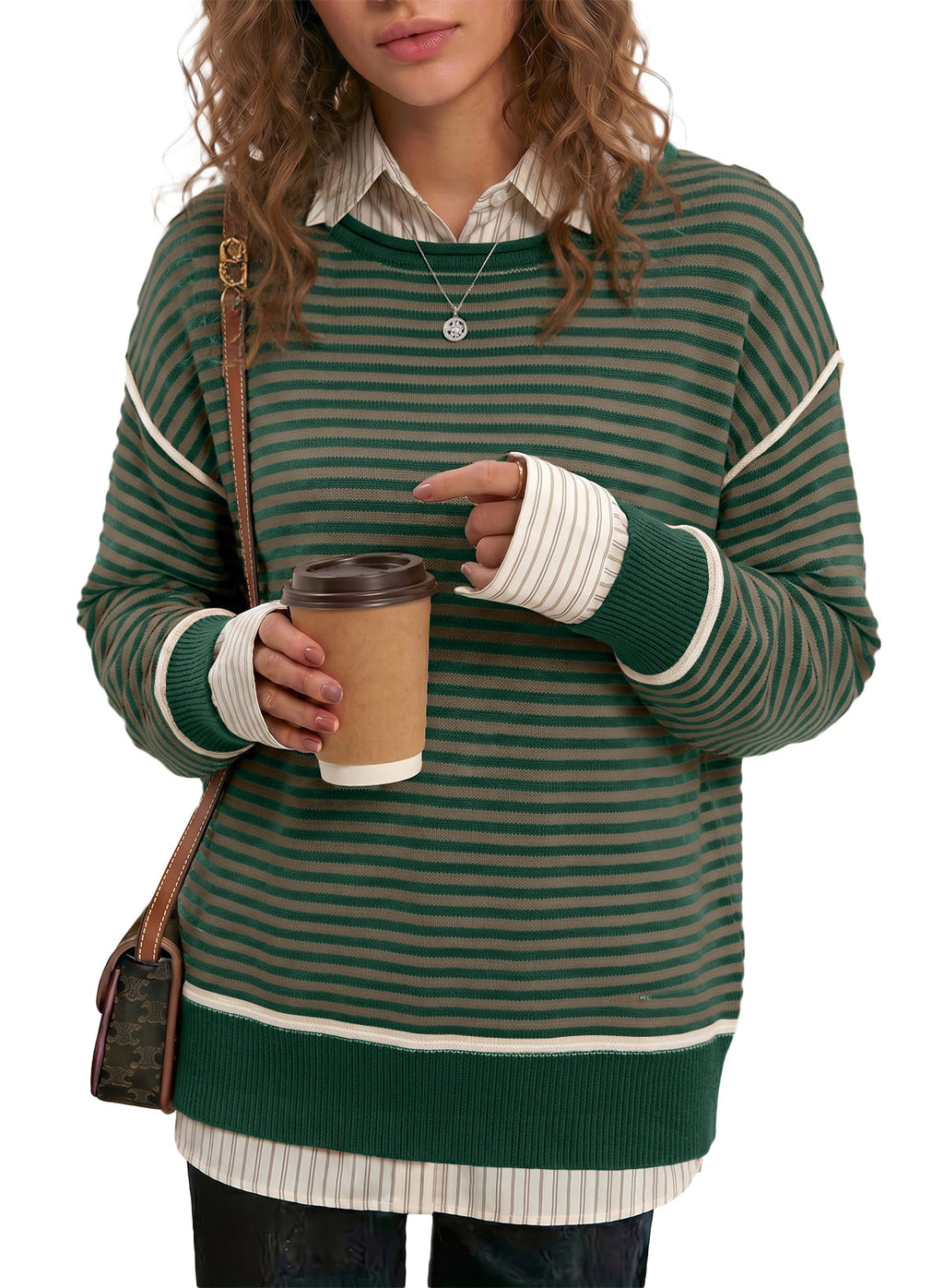 Striped color-blocked sweater