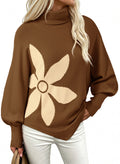 Dokotoo Sweaters for Women Oversized Turtleneck Floral Pullover Sweater