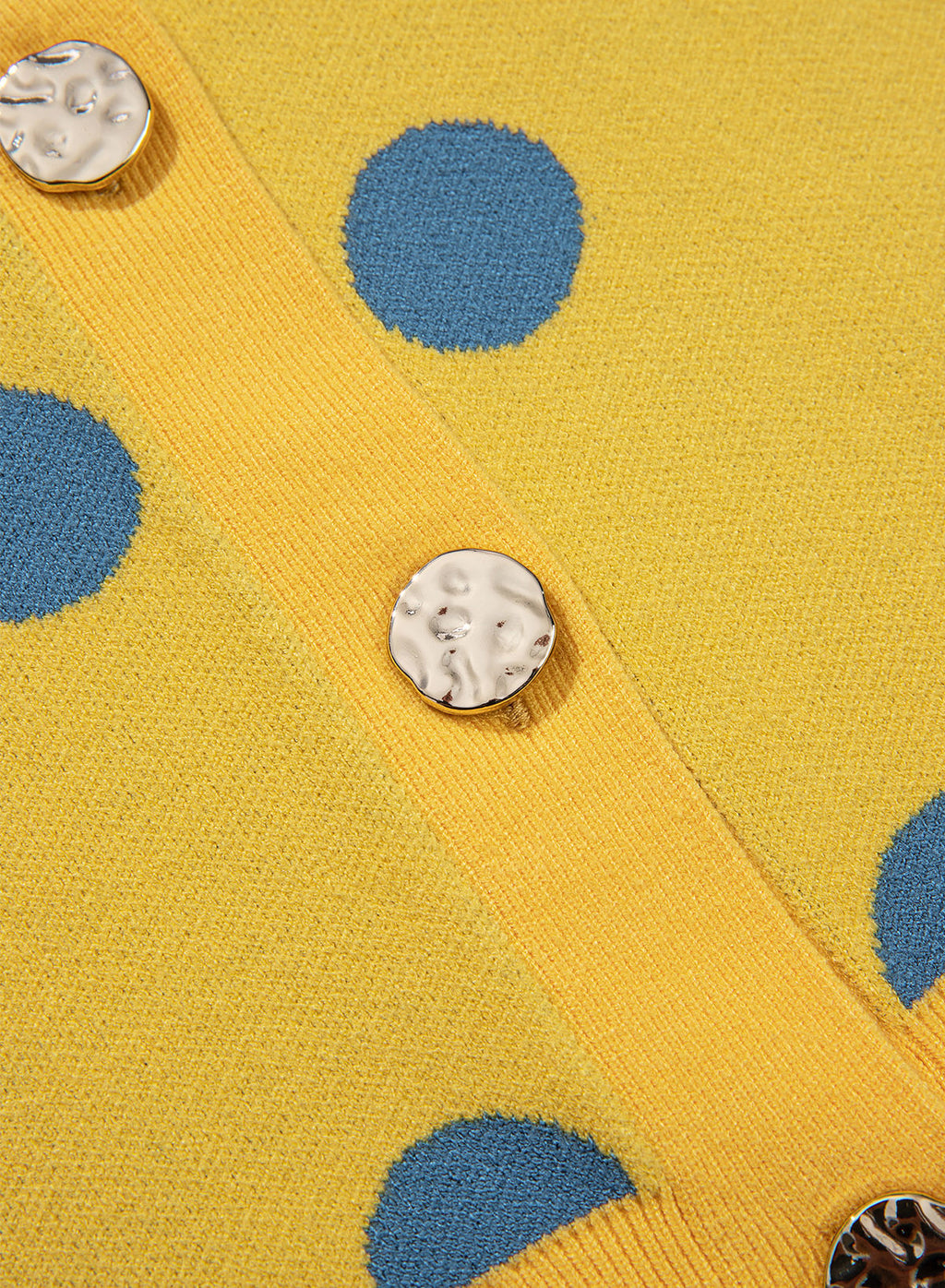 Relaxed Polka Dot Print Decorated Button Sweater Vest