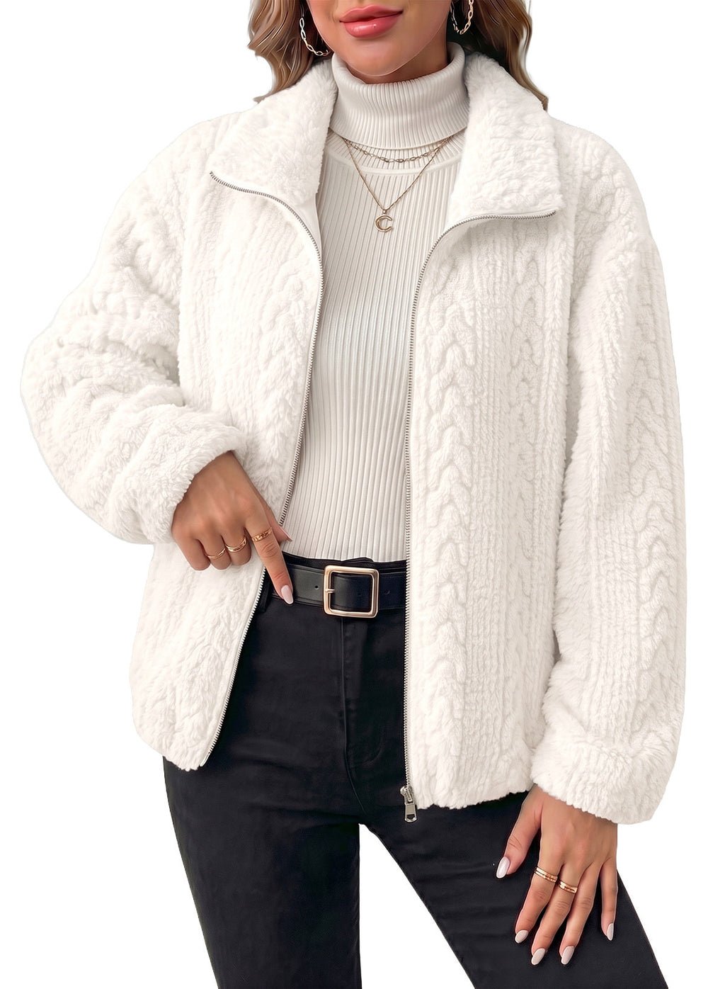 Dokotoo Women's Full Zip Fleece Winter Jacket 2026 Fall Warm Outerwear Coat