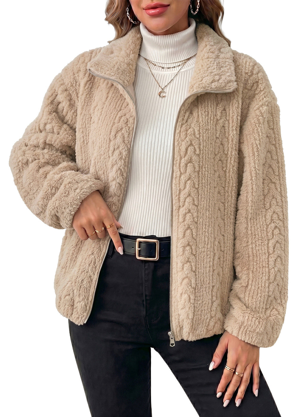 Dokotoo Women's Full Zip Fleece Winter Jacket 2026 Fall Warm Outerwear Coat