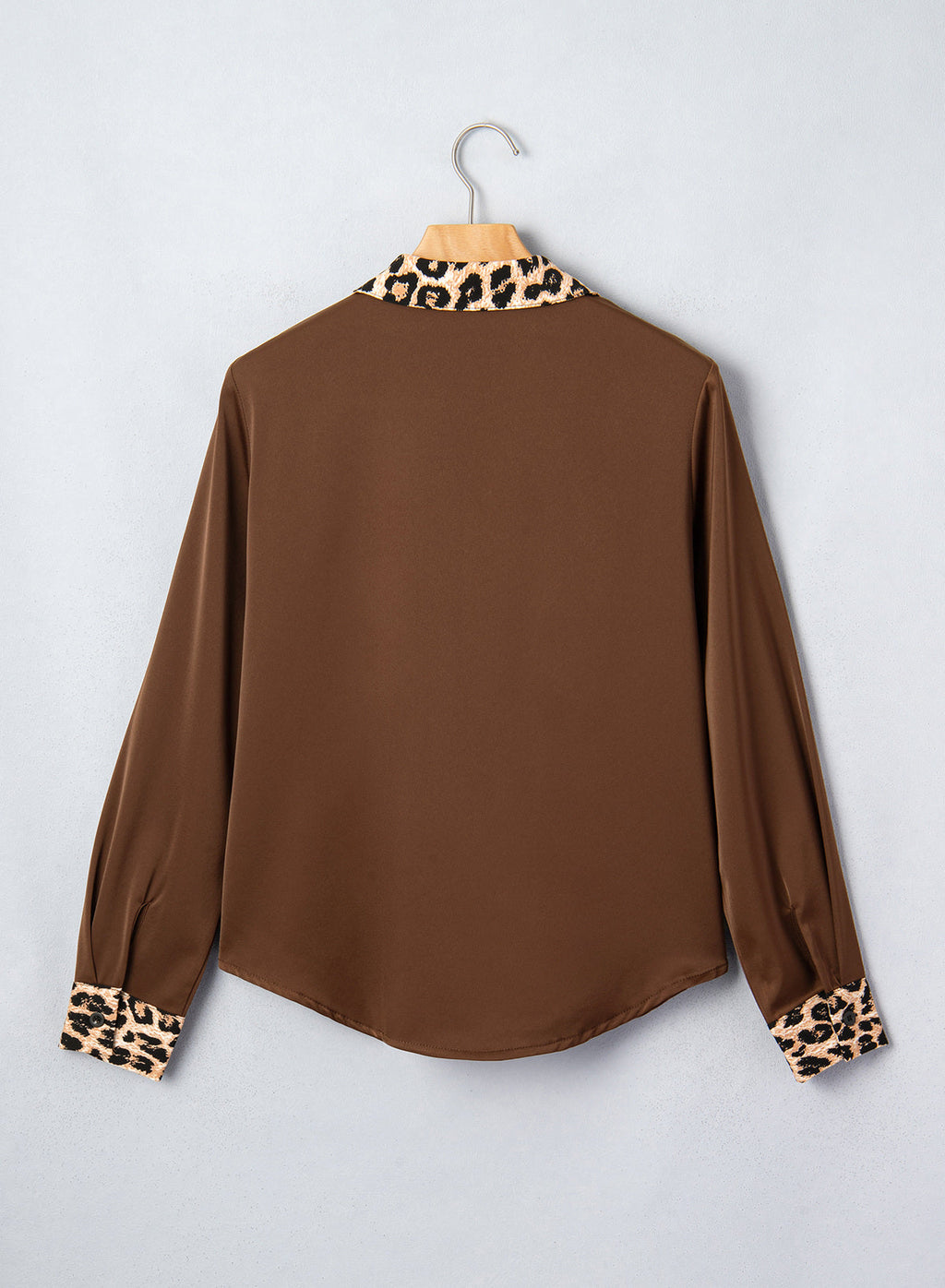 Dokotoo Womens Tops Business Casual Outfits Long Sleeve V Neck Button Down Shirts Satin Leopard Print Elegant Work Blouses