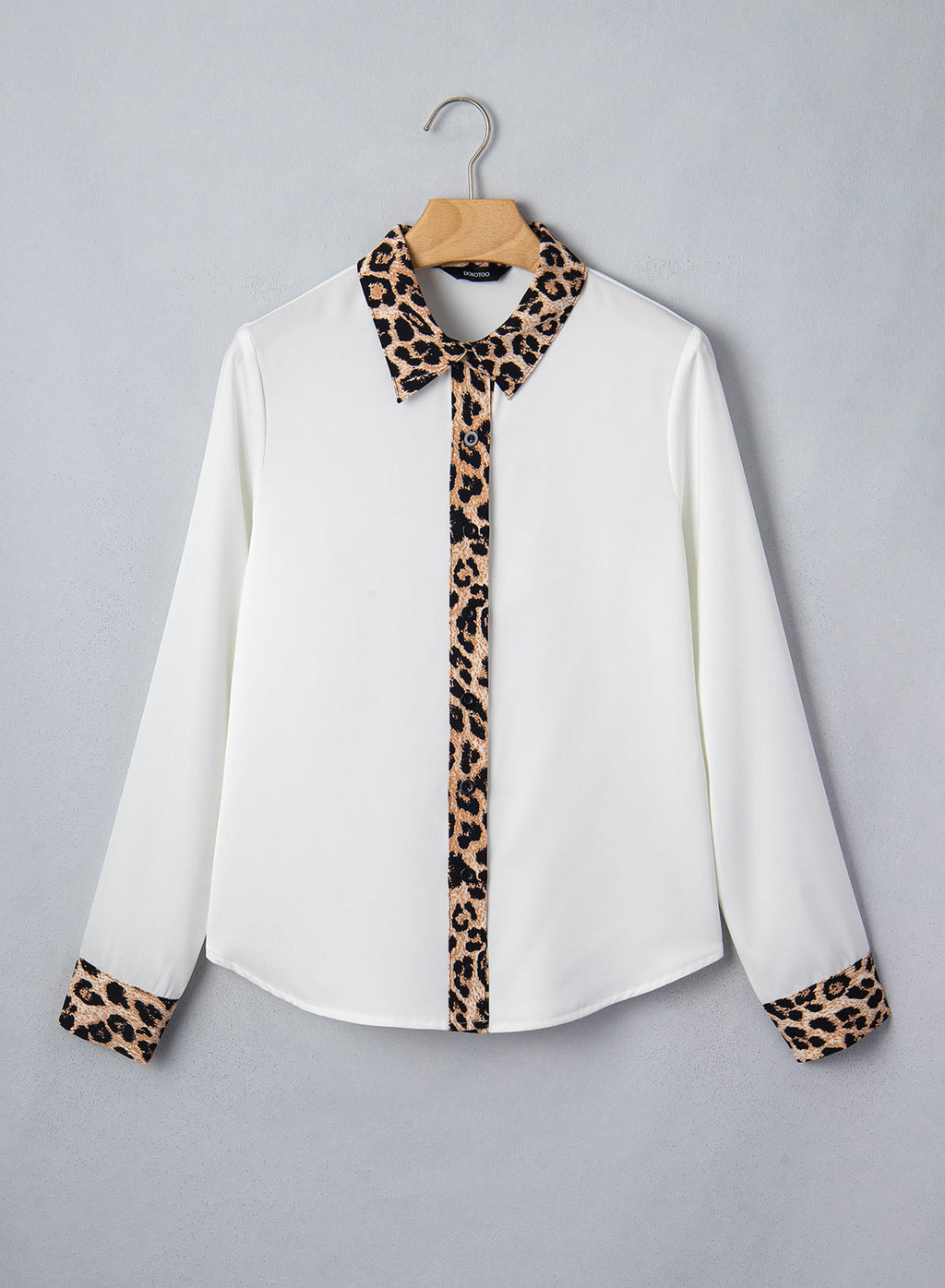 Dokotoo Womens Tops Business Casual Outfits Long Sleeve V Neck Button Down Shirts Satin Leopard Print Elegant Work Blouses