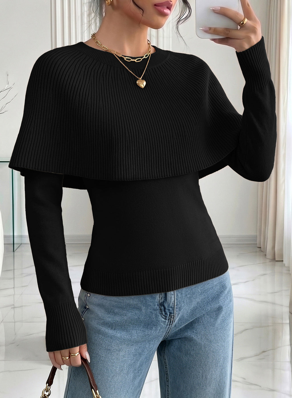 Dokotoo Poncho Sweaters for Women Lightweight Pullover Soft Knit Cape Tops
