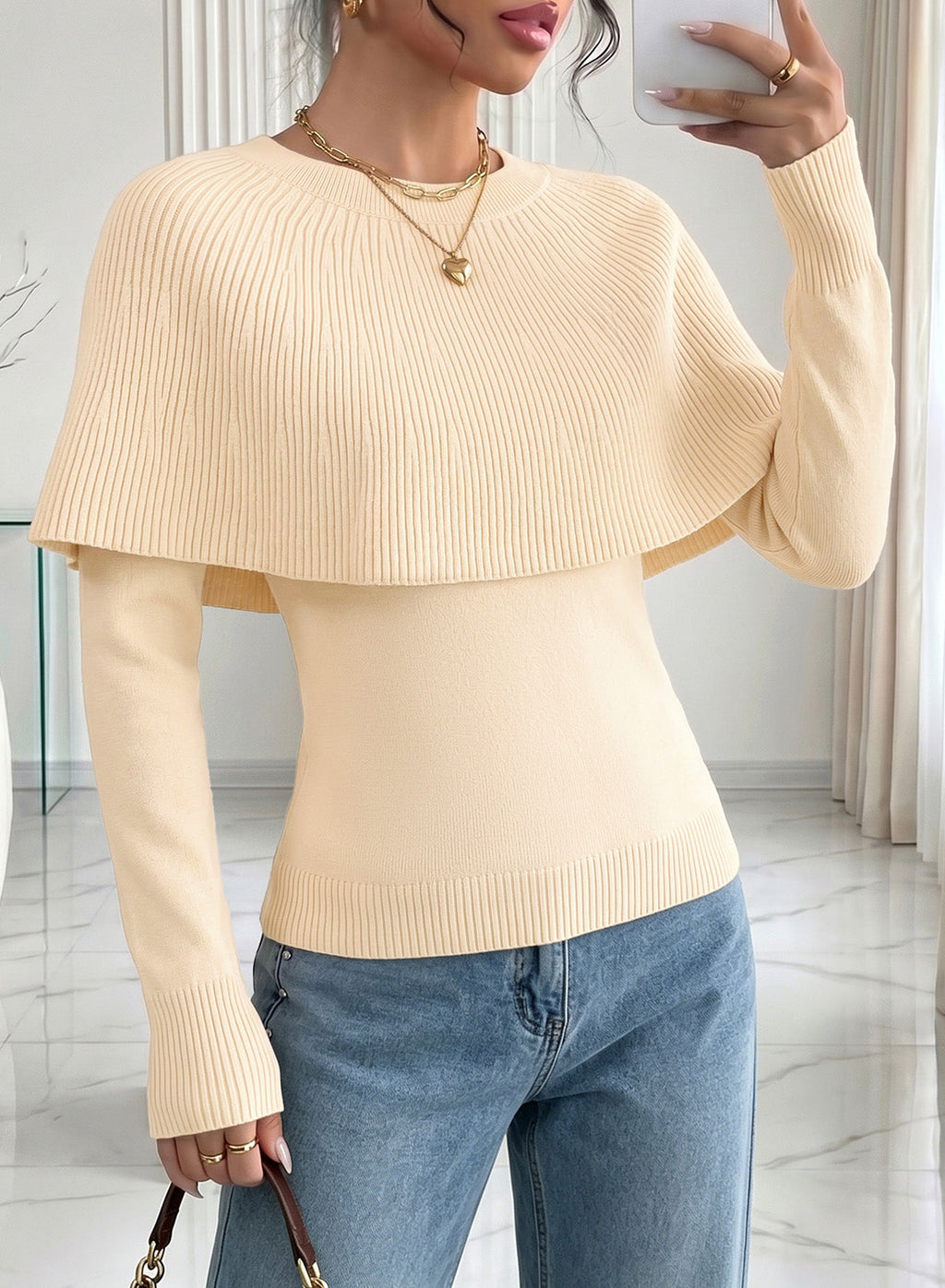 Dokotoo Poncho Sweaters for Women Lightweight Pullover Soft Knit Cape Tops