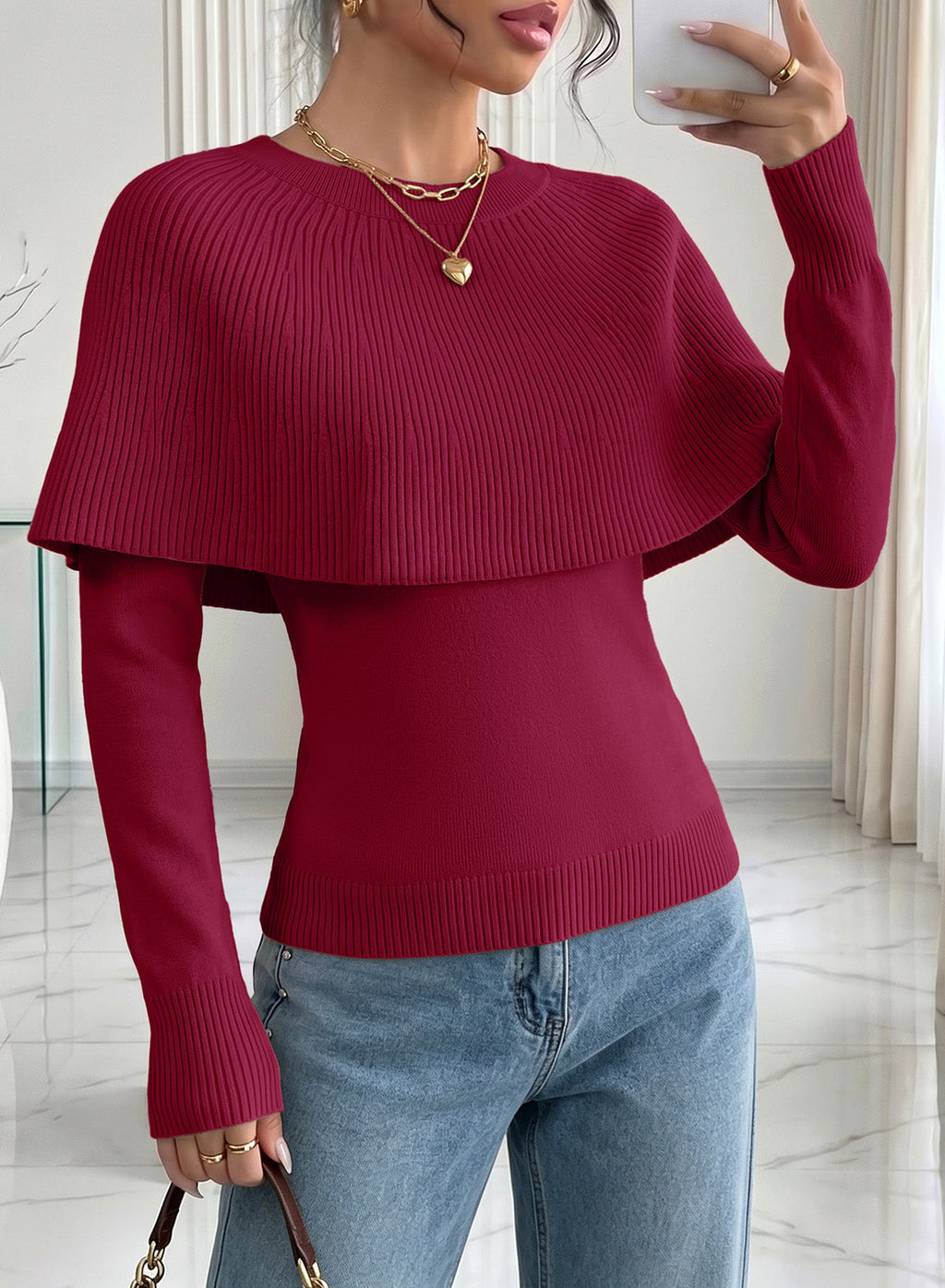 Dokotoo Poncho Sweaters for Women Lightweight Pullover Soft Knit Cape Tops