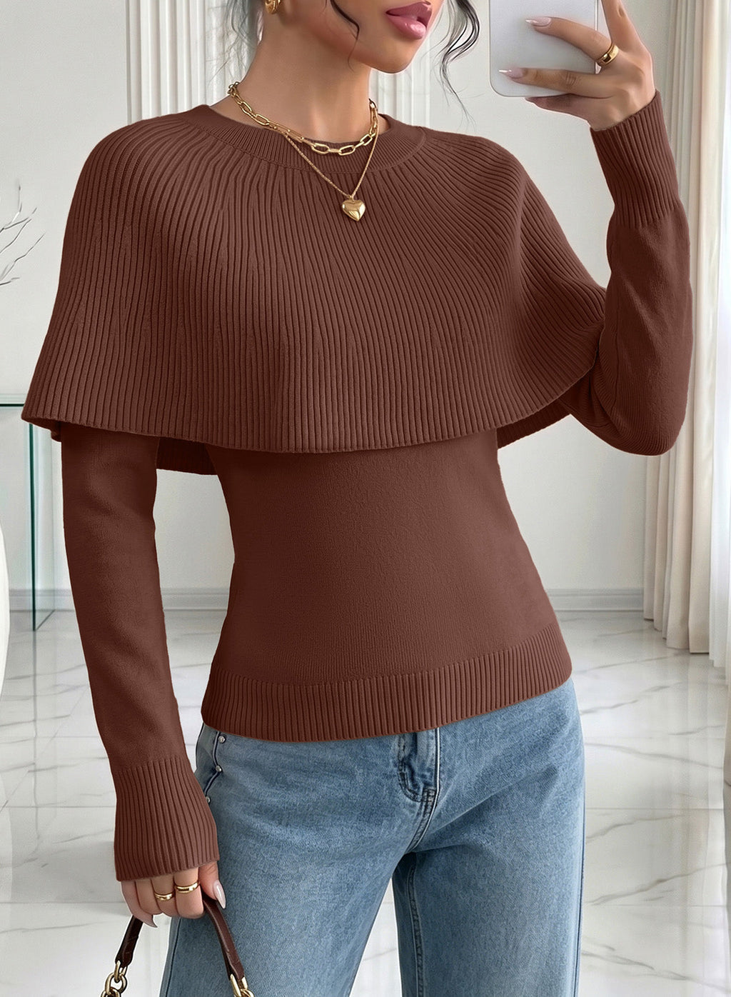 Dokotoo Poncho Sweaters for Women Lightweight Pullover Soft Knit Cape Tops