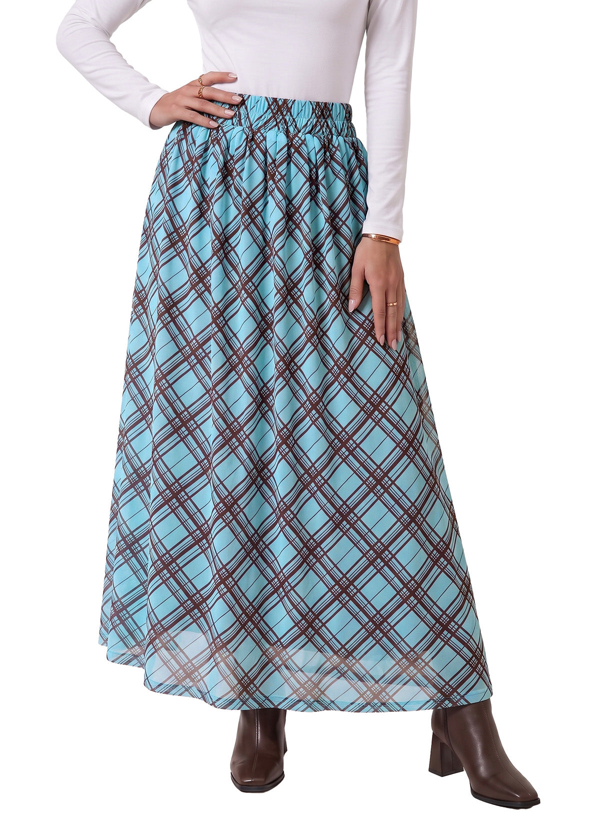 Fall Skirts for Women High Waist A-line Flowy Maxi Skirt