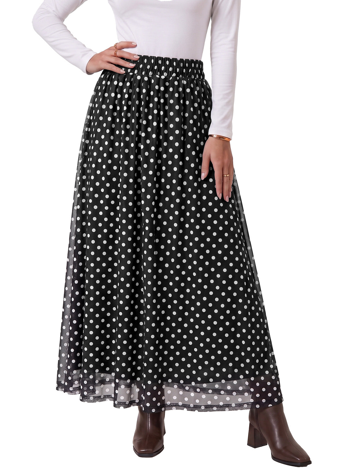 Fall Skirts for Women High Waist A-line Flowy Maxi Skirt