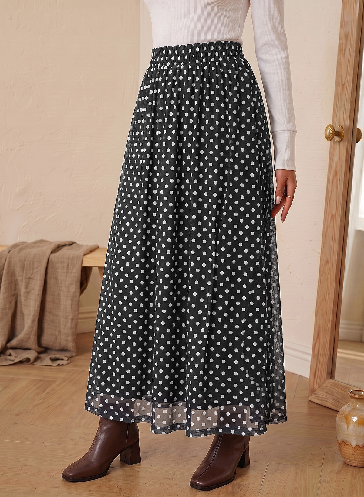 Fall Skirts for Women High Waist A-line Flowy Maxi Skirt