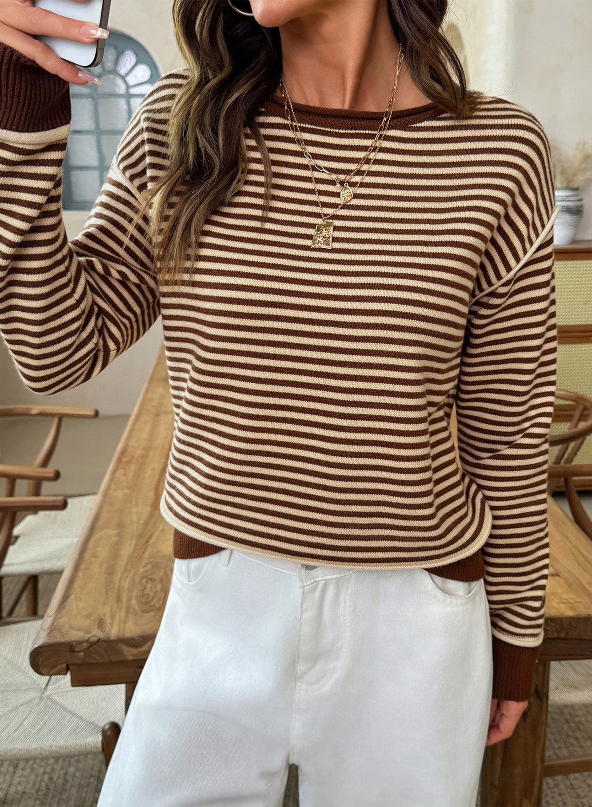 Striped color-blocked sweater