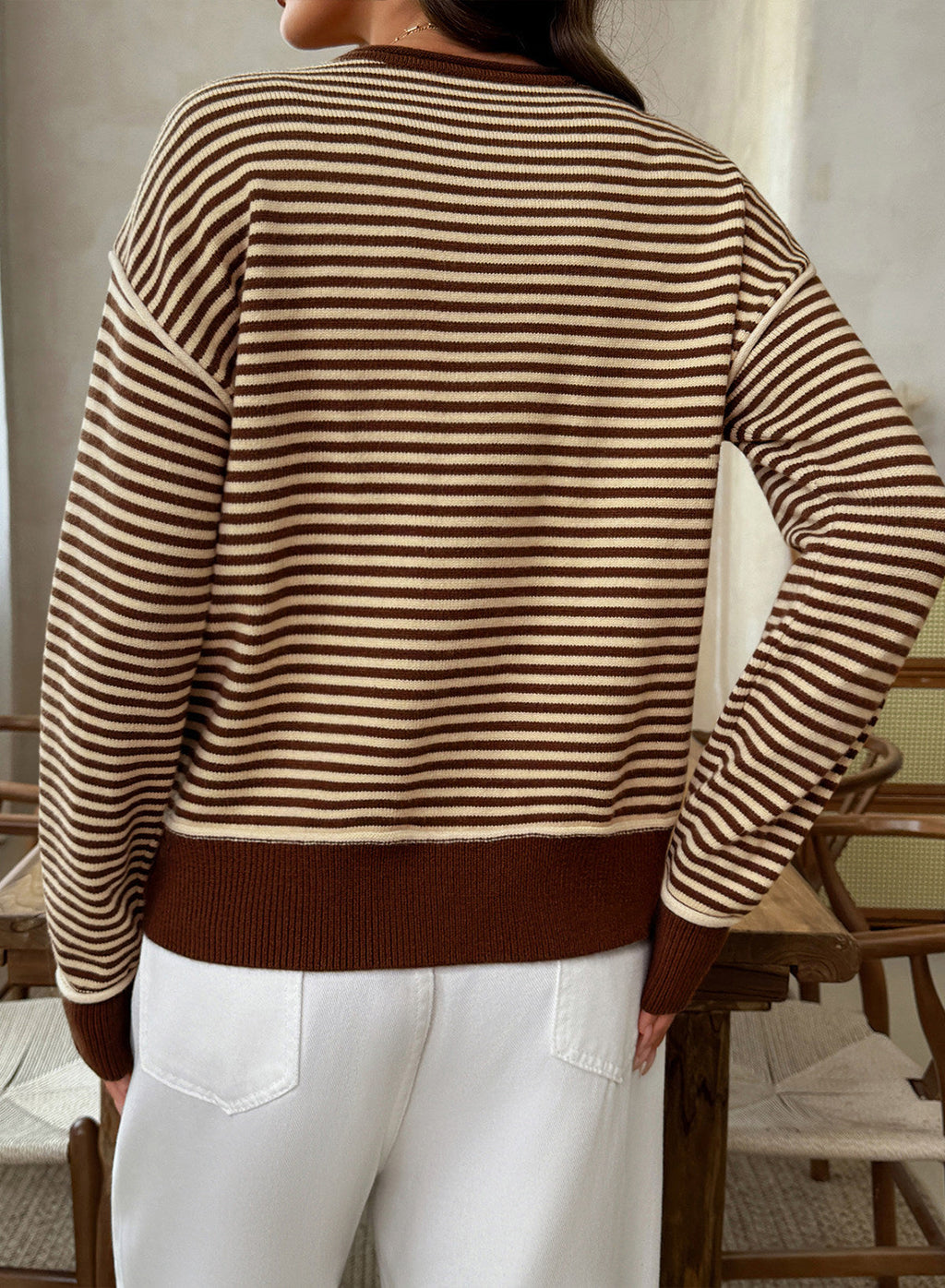 Striped color-blocked sweater