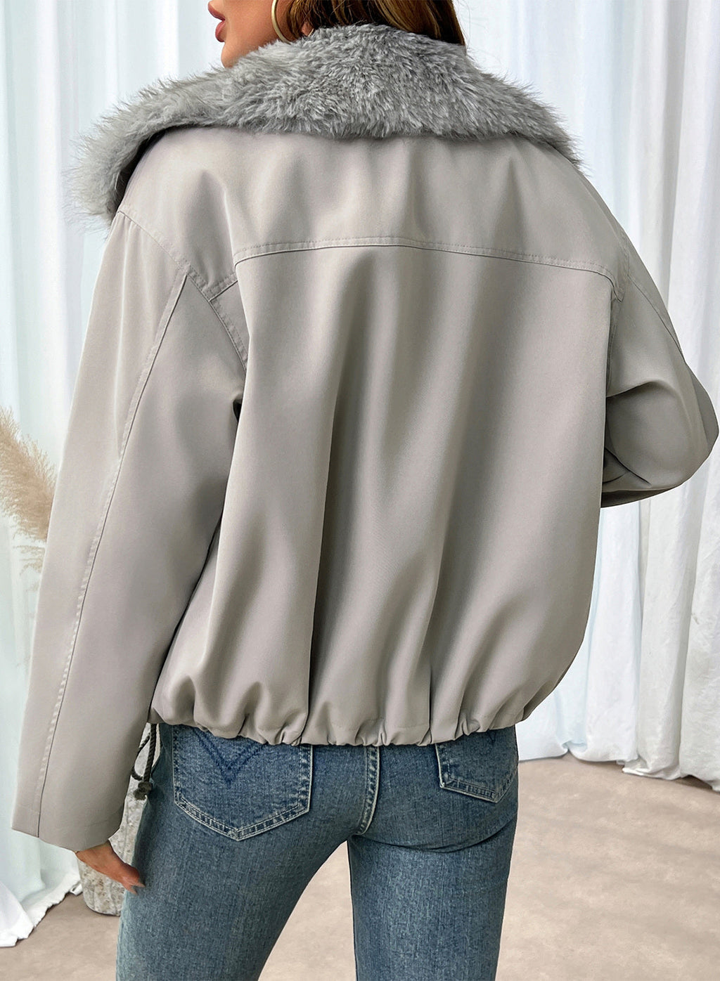Faux Fur Detachable Oversized Cotton Jacket