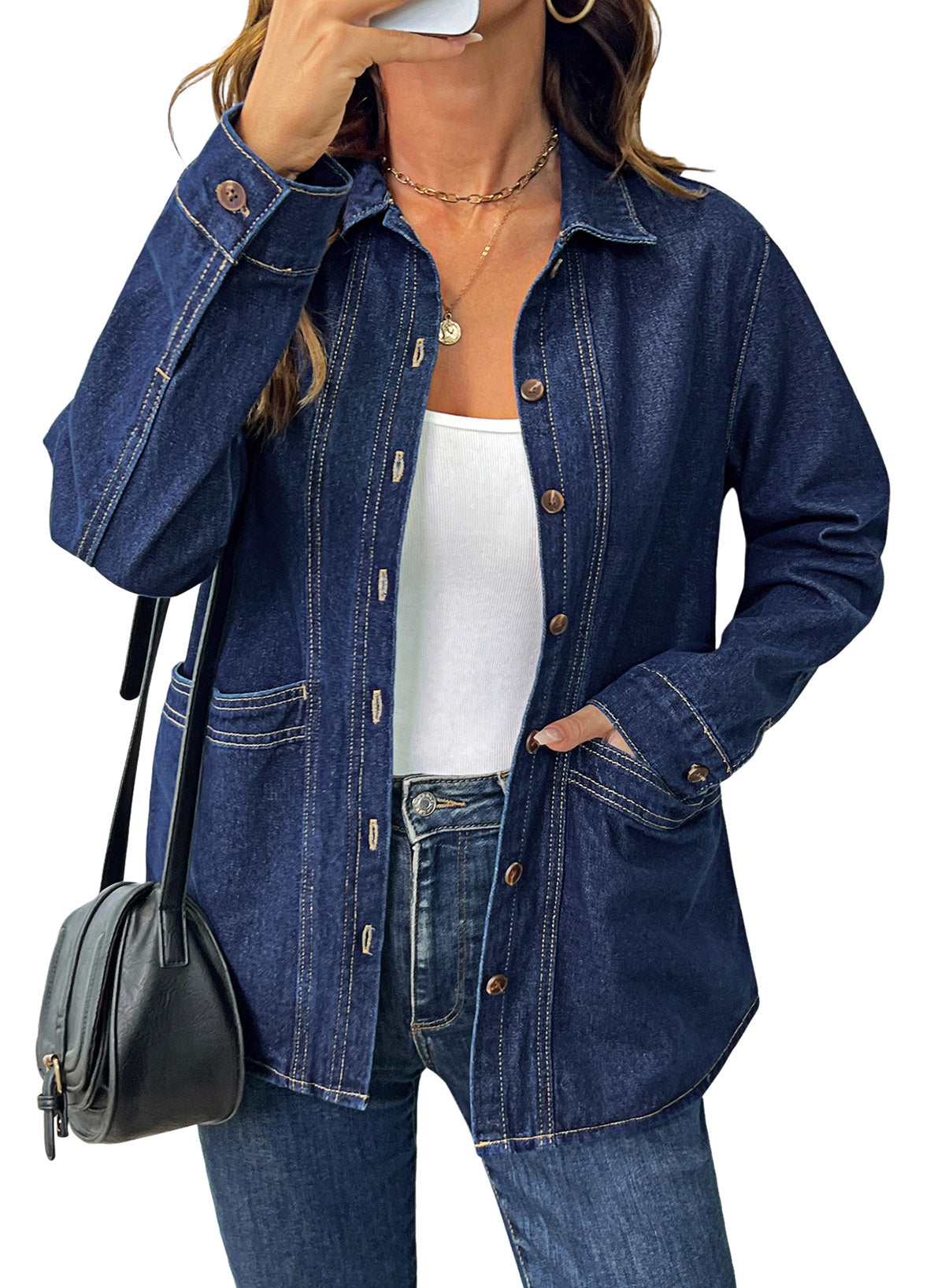 Dokotoo Womens Jean Jacket Denim Oversized Button Down Denim Jackets Coat