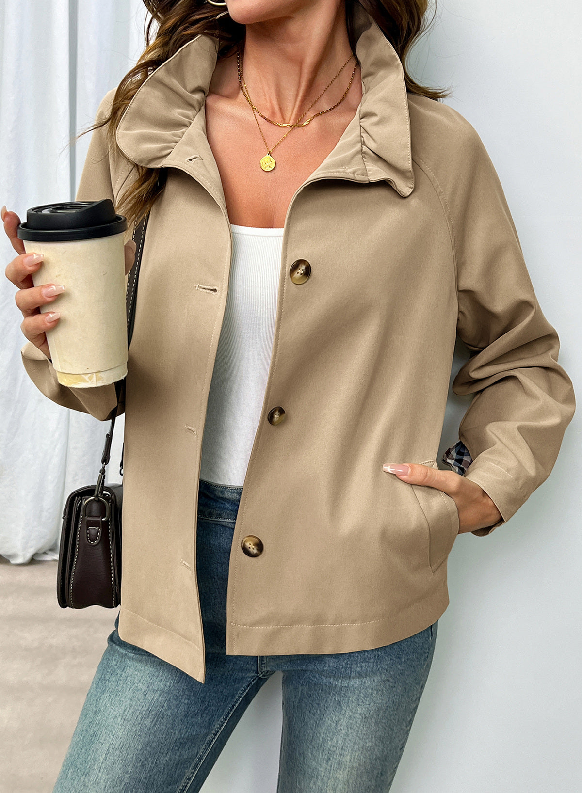 Dokotoo Womens Trench Coat Lightweight Single Breasted Jacket Outerwear